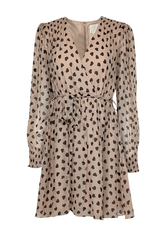 Ball Gown Women Dress with a Full Skirt for a Princess - like Look Ball Gown Women Dress with a Full Skirt for a Princess - like Look Kate Spade - Beige & Black Heart Print Silk Dress Sz 8
