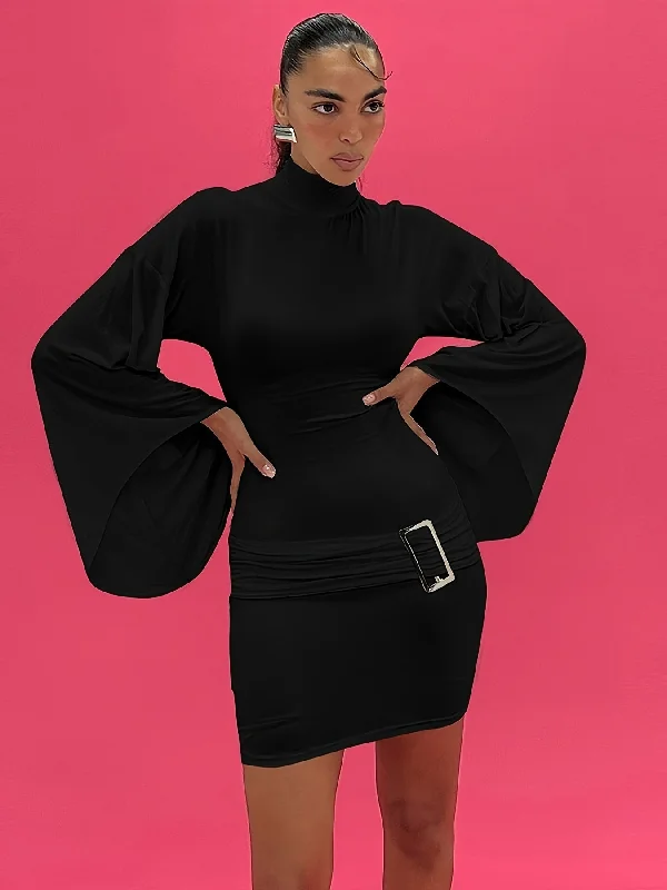 Mermaid - Style Women Dress with a Fitted Silhouette for Special Occasions Mermaid - Style Women Dress with a Fitted Silhouette for Special Occasions Sixsr Flare Sleeve Buckle Decor Dress, Stylish Solid Color Mock Neck Bodycon Dress, Women's Clothing Mermaid - Style Women Dress with a Fitted Silhouette for Special Occasions Mermaid - Style Women Dress with a Fitted Silhouette for Special Occasions Sixsr Flare Sleeve Buckle Decor Dress, Stylish Solid Color Mock Neck Bodycon Dress, Women's Clothing
