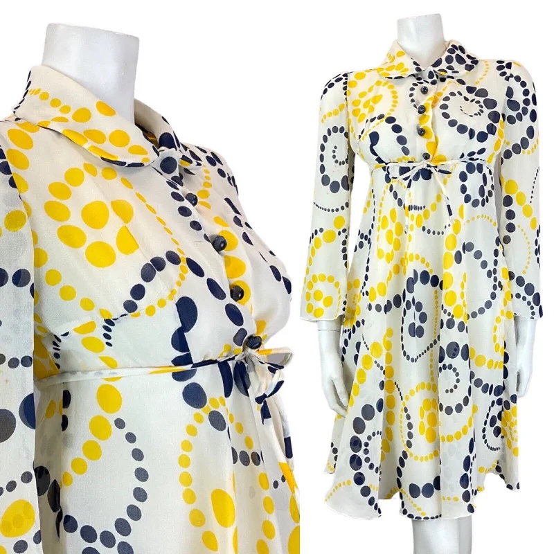 Wrap - Style Women Dress with Adjustable Fit for All Body Types Wrap - Style Women Dress with Adjustable Fit for All Body Types VINTAGE 60s 70s WHITE BLUE YELLOW SHEER SPIRAL DOTTY MOD SHEER SWING DRESS 8 Wrap - Style Women Dress with Adjustable Fit for All Body Types Wrap - Style Women Dress with Adjustable Fit for All Body Types VINTAGE 60s 70s WHITE BLUE YELLOW SHEER SPIRAL DOTTY MOD SHEER SWING DRESS 8