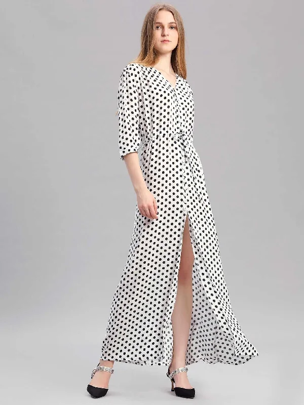 Leather maxi dresses for an edgy and bold appearanceKittenAlarm - Woman's dress V Neck Loose Half Sleeve White Dot Split Elegant Female Maxi Dress,Flowy Swing Beach Dresses Spring-Summer Casual Dress L-2XL Leather maxi dresses for an edgy and bold appearanceKittenAlarm - Woman's dress V Neck Loose Half Sleeve White Dot Split Elegant Female Maxi Dress,Flowy Swing Beach Dresses Spring-Summer Casual Dress L-2XL