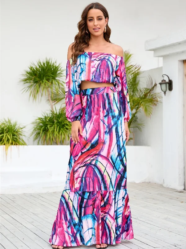 Maxi dresses with ribbed textures for a unique and tactile lookKittenAlarm - 2pcs Off shoulder Long Sleeve Dress Sets Maxi dresses with ribbed textures for a unique and tactile lookKittenAlarm - 2pcs Off shoulder Long Sleeve Dress Sets