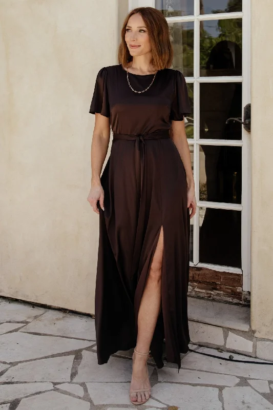 Maxi dresses with patchwork designs for a one - of - a - kind styleAgnes Satin Maxi Dress | Espresso Maxi dresses with patchwork designs for a one - of - a - kind styleAgnes Satin Maxi Dress | Espresso