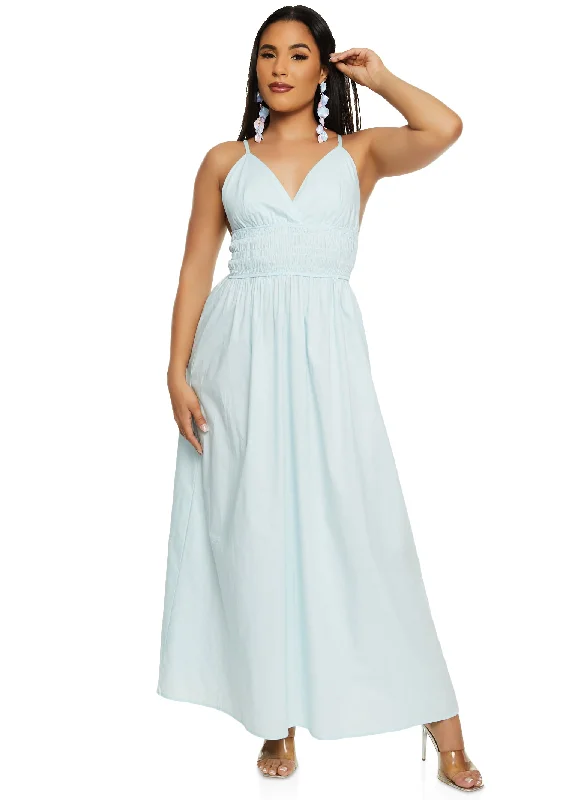 Maxi dresses with a ruched bodice for a more form - fitting and feminine shapeHaute Monde Smocked Waist Plunge Maxi Dress Maxi dresses with a ruched bodice for a more form - fitting and feminine shapeHaute Monde Smocked Waist Plunge Maxi Dress