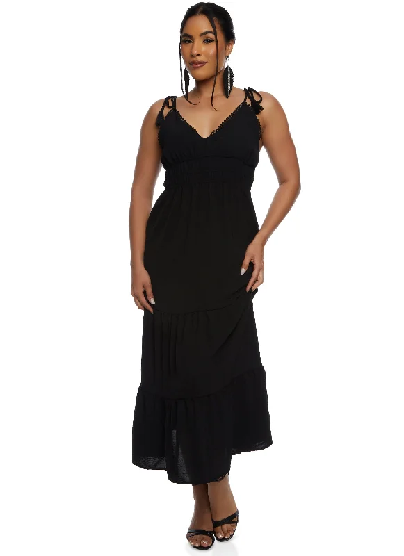 Maxi dresses with a pleated skirt for a timeless and elegant appearanceAlmost Famous Crochet Trim Tiered Maxi Dress Maxi dresses with a pleated skirt for a timeless and elegant appearanceAlmost Famous Crochet Trim Tiered Maxi Dress
