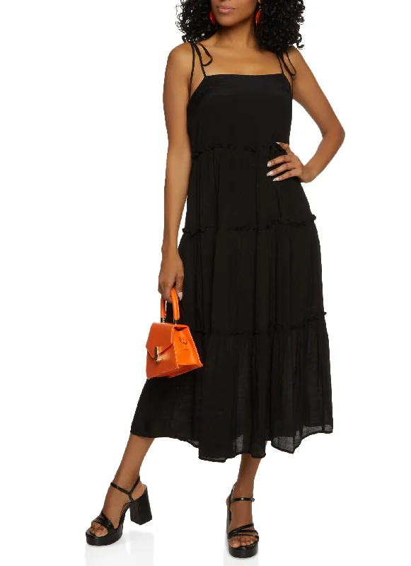 Maxi dresses with beaded embellishments for a fancy and luxurious eventTie Strap Tiered Midi Dress Maxi dresses with beaded embellishments for a fancy and luxurious eventTie Strap Tiered Midi Dress