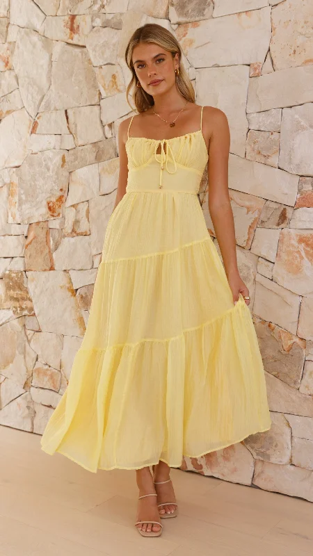 Satin maxi dresses with a high - low hem for a modern twistCove Maxi Dress - Yellow