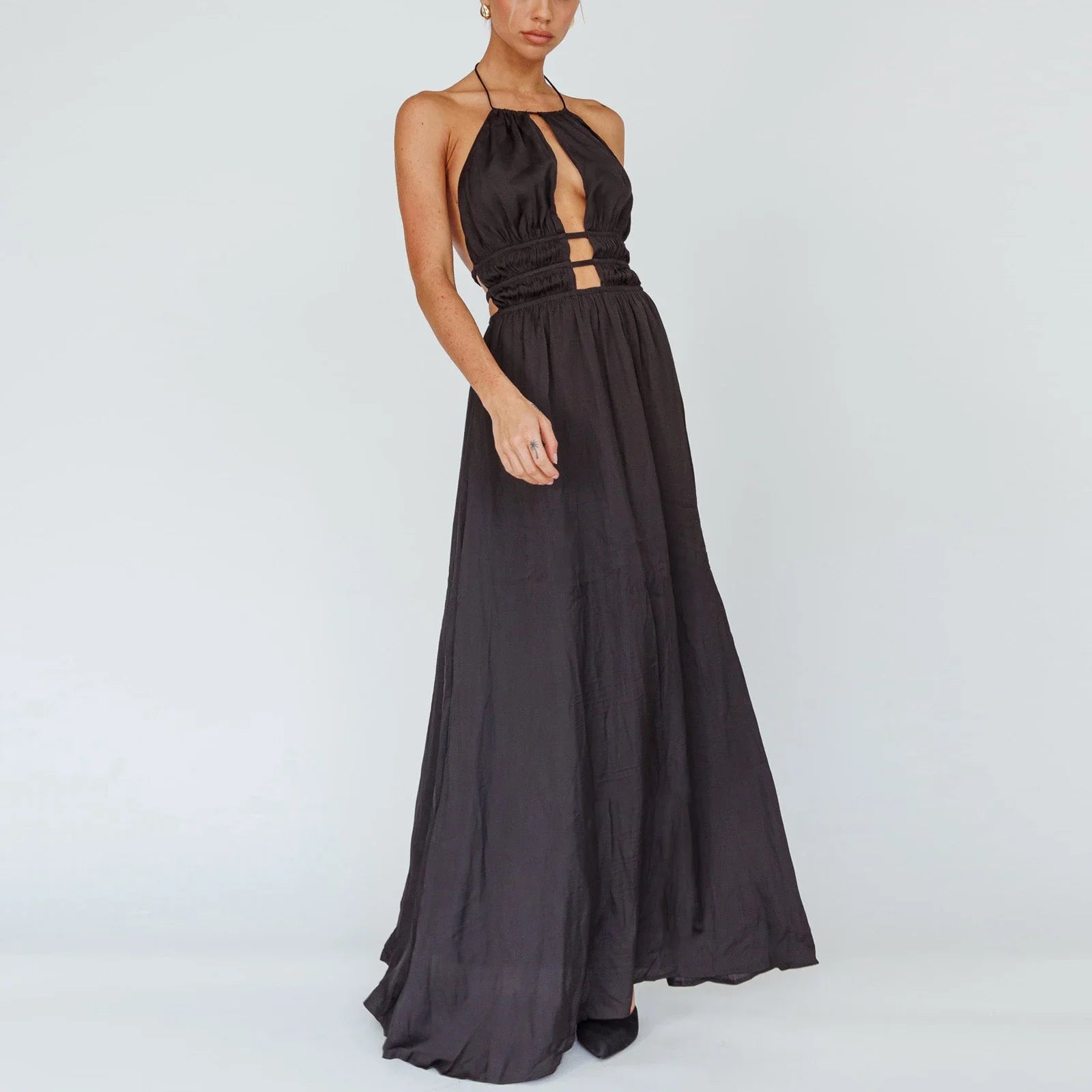 Maxi dresses with a cinched waist for a defined silhouetteFashionSierra - Women's Halter Long Sleeveless Backless Solid Smocked Party Club Formal Gown Maxi Dress Maxi dresses with a cinched waist for a defined silhouetteFashionSierra - Women's Halter Long Sleeveless Backless Solid Smocked Party Club Formal Gown Maxi Dress