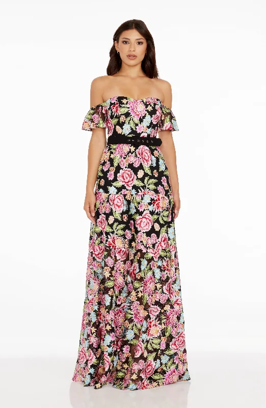Sheer maxi dresses with lace overlays for a romantic touchLara Dress