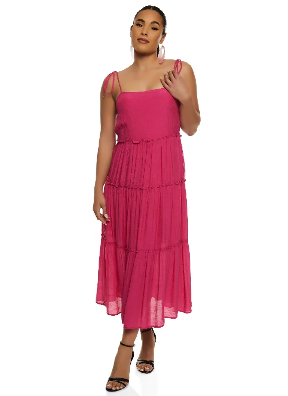 Maxi dresses with ribbed textures for a unique and tactile lookTie Strap Tiered Midi Dress Maxi dresses with ribbed textures for a unique and tactile lookTie Strap Tiered Midi Dress