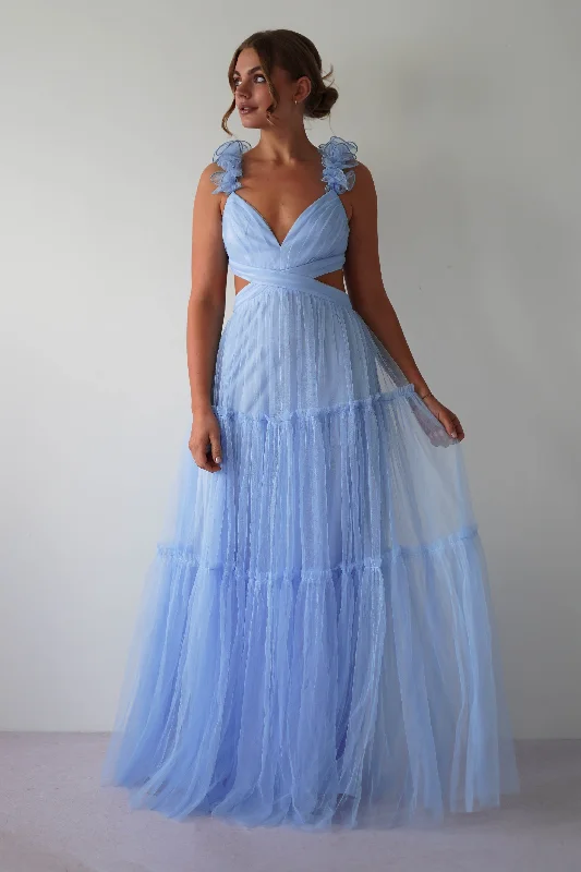 Printed maxi dresses with abstract patterns for an artistic lookGaliena Ruffle Tulle Maxi Dress | Blue Printed maxi dresses with abstract patterns for an artistic lookGaliena Ruffle Tulle Maxi Dress | Blue