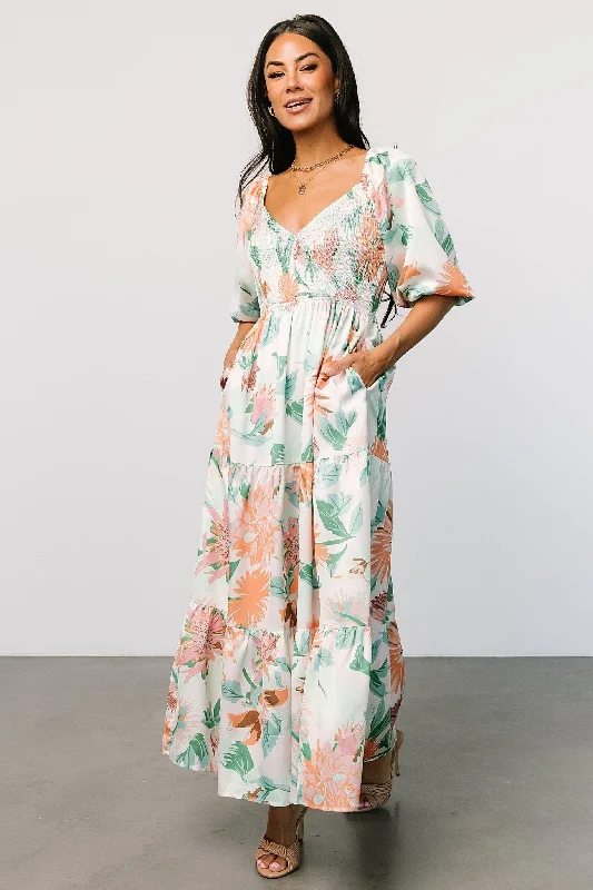 Sheer maxi dresses with lace overlays for a romantic touchLina Satin Dress | Multi Print Sheer maxi dresses with lace overlays for a romantic touchLina Satin Dress | Multi Print