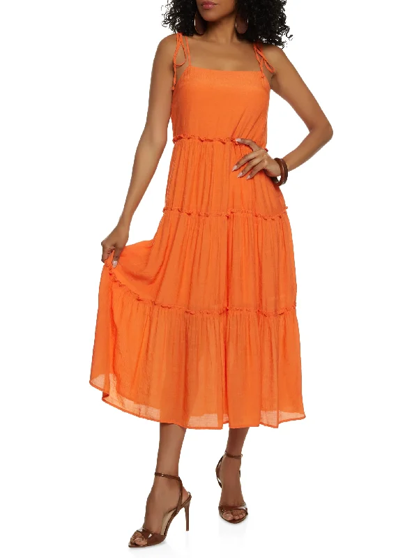 Maxi dresses with an empire waist for a flattering fit on all body typesTie Strap Tiered Midi Dress Maxi dresses with an empire waist for a flattering fit on all body typesTie Strap Tiered Midi Dress