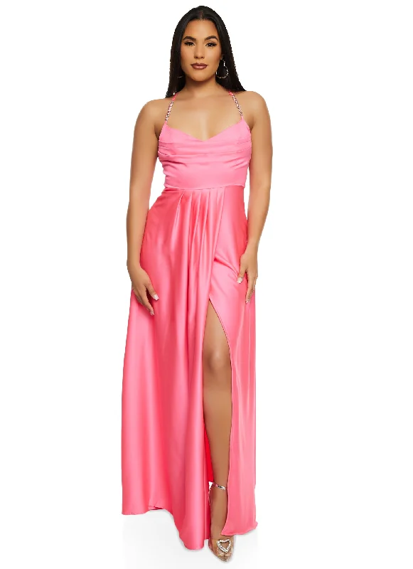 Maxi dresses with pocket details for added functionalityHaute Monde Rhinestone Strap Satin Maxi Dress Maxi dresses with pocket details for added functionalityHaute Monde Rhinestone Strap Satin Maxi Dress