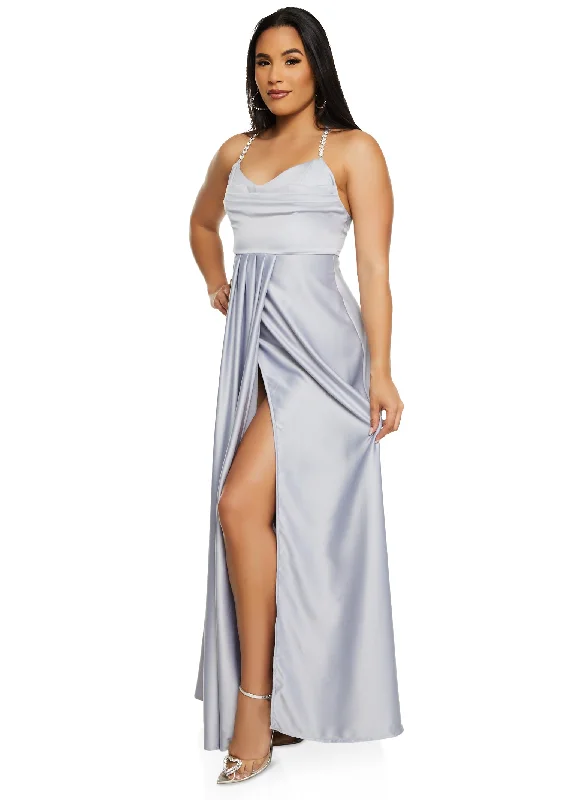 Maxi dresses with beaded embellishments for a fancy and luxurious eventHaute Monde Rhinestone Strap Satin Maxi Dress Maxi dresses with beaded embellishments for a fancy and luxurious eventHaute Monde Rhinestone Strap Satin Maxi Dress