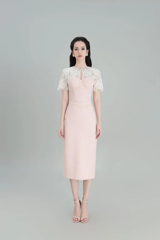 Midi dresses with denim fabric for a casual yet stylish day outAmelia Straight Chest Cup Tweed Midi Dress Midi dresses with denim fabric for a casual yet stylish day outAmelia Straight Chest Cup Tweed Midi Dress