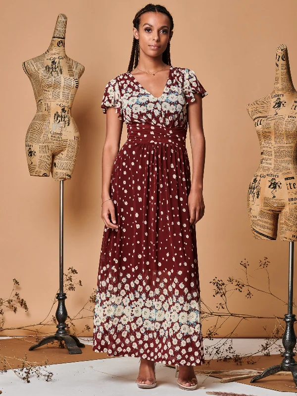 Midi dresses with puff sleeves for a vintage - inspired lookJolie Moi Carlii Floral Print Midi Dress, Burgundy Midi dresses with puff sleeves for a vintage - inspired lookJolie Moi Carlii Floral Print Midi Dress, Burgundy