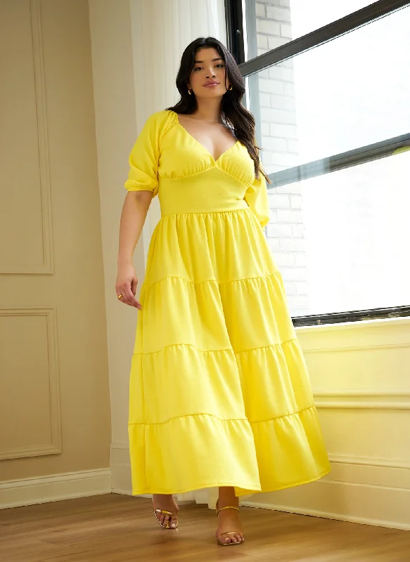 Midi dresses with patchwork patterns for a one - of - a - kind styleDemeter Tiered Maxi A Line Dress Midi dresses with patchwork patterns for a one - of - a - kind styleDemeter Tiered Maxi A Line Dress