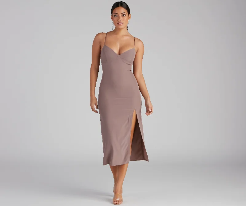 Midi dresses with belted waists to accentuate the figureEffortlessly Chic High Slit Slip Dress Midi dresses with belted waists to accentuate the figureEffortlessly Chic High Slit Slip Dress