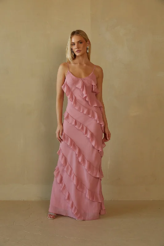 Midi dresses with keyhole backs for a flirty and unexpected detailElizabeth Tiered Ruffle Maxi Dress Midi dresses with keyhole backs for a flirty and unexpected detailElizabeth Tiered Ruffle Maxi Dress