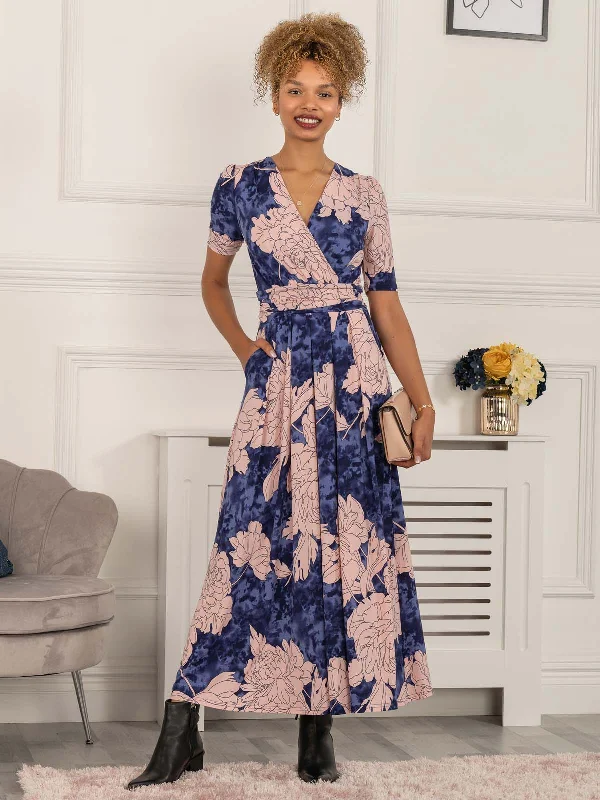 Midi dresses with cold - shoulder cutouts for a trendy styleEvita Floral Print Maxi Jersey Dress, Floral Abstract Midi dresses with cold - shoulder cutouts for a trendy styleEvita Floral Print Maxi Jersey Dress, Floral Abstract