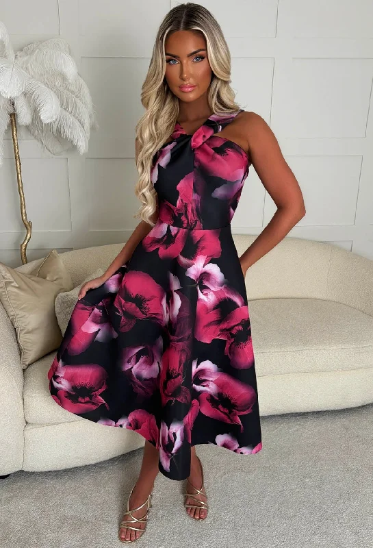 Midi dresses with pleated bodices for a classic and tailored lookGorgeous Gal Pink Knot Neck Flower Print Midi Dress Midi dresses with pleated bodices for a classic and tailored lookGorgeous Gal Pink Knot Neck Flower Print Midi Dress