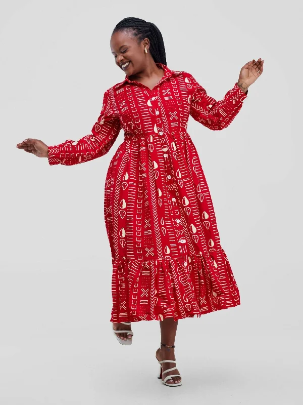Midi dresses with empire waists for a flattering maternity optionIzulu Kenderi Midi Dress - Red Midi dresses with empire waists for a flattering maternity optionIzulu Kenderi Midi Dress - Red