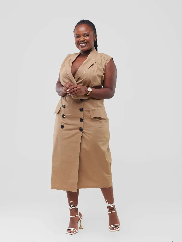 Midi dresses with mesh inserts for a trendy and breathable optionKakiba Collections Irene Dress - Brown Midi dresses with mesh inserts for a trendy and breathable optionKakiba Collections Irene Dress - Brown