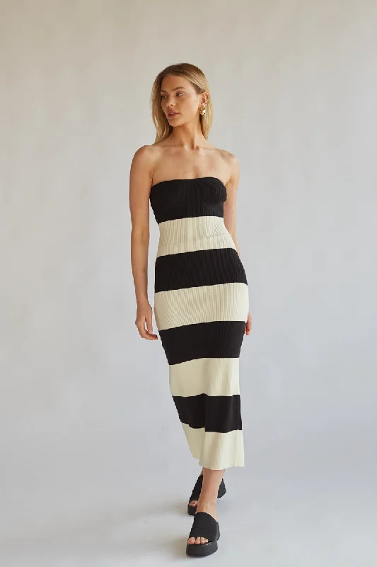 Midi dresses with cotton - blend materials for everyday comfortNikki Striped Knit Midi Tube Dress Midi dresses with cotton - blend materials for everyday comfortNikki Striped Knit Midi Tube Dress
