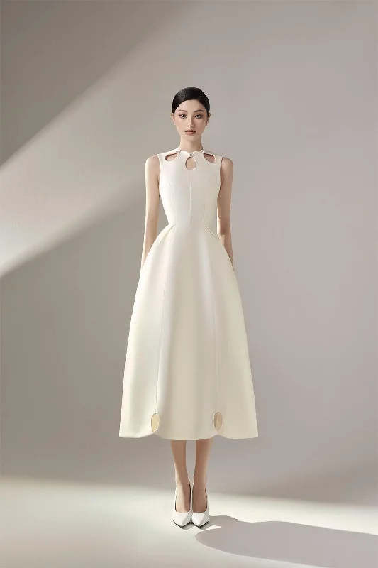 Midi dresses with lace - up fronts for a unique and adjustable stylePaloma A-line Sleeveless Taffeta Midi Dress Midi dresses with lace - up fronts for a unique and adjustable stylePaloma A-line Sleeveless Taffeta Midi Dress