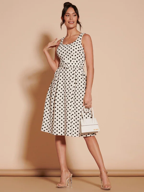 Midi dresses with animal prints for a bold and confident appearancePolka Dot 1950's Inspired Swing Dress, Cream Polka Dot Midi dresses with animal prints for a bold and confident appearancePolka Dot 1950's Inspired Swing Dress, Cream Polka Dot
