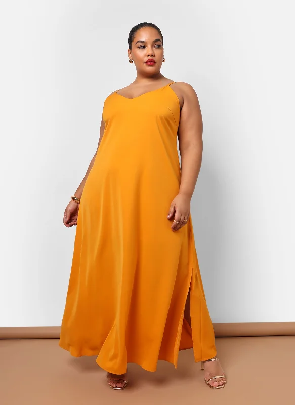 Midi dresses with ruched bodices for a feminine and fitted feelIman Maxi Slip Satin Dress