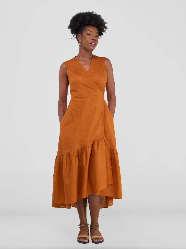A - line midi dresses with floral prints for spring brunchesSavannah Midi Wrap Dress - Rust A - line midi dresses with floral prints for spring brunchesSavannah Midi Wrap Dress - Rust