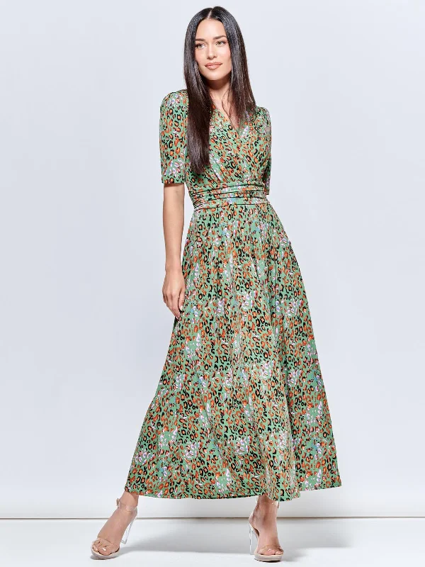 Midi dresses with mesh inserts for a trendy and breathable optionSaniya Print Jersey Maxi Dress, Green Animal Midi dresses with mesh inserts for a trendy and breathable optionSaniya Print Jersey Maxi Dress, Green Animal