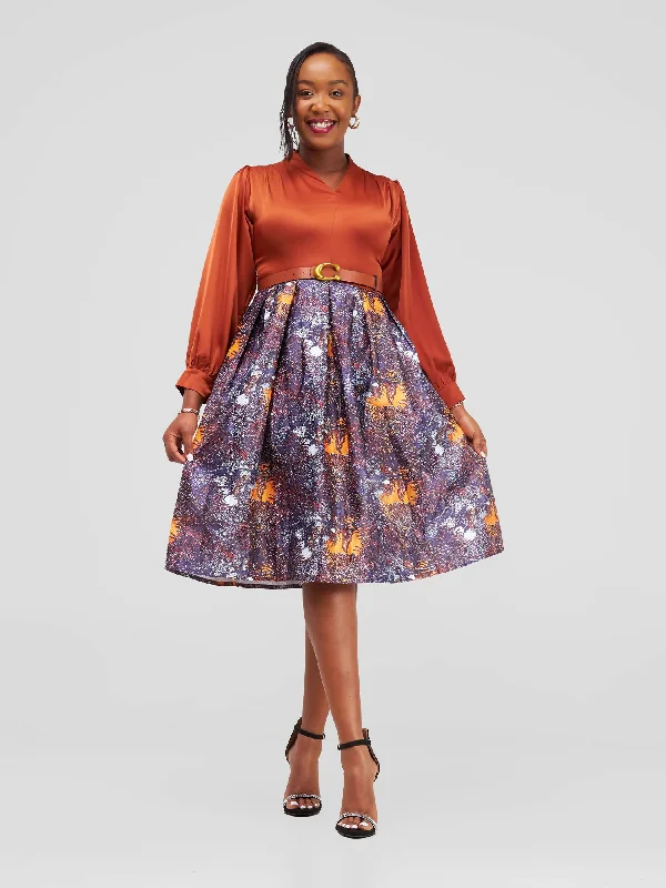 Midi dresses with ribbed textures for a unique and tactile appearanceStylish Sisters Dress - Brown Midi dresses with ribbed textures for a unique and tactile appearanceStylish Sisters Dress - Brown