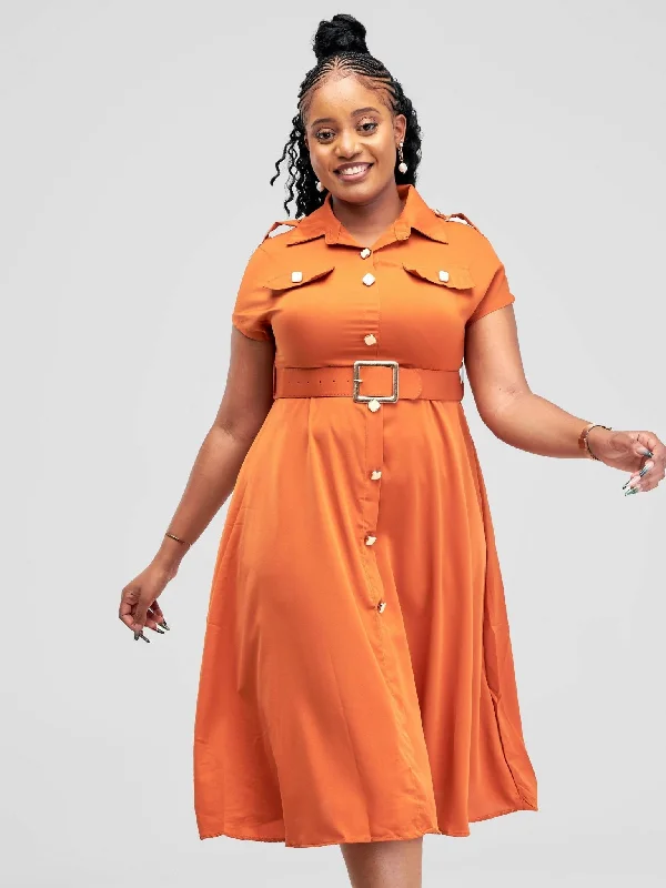 Midi dresses with geometric cutouts for a contemporary and edgy lookStylish Sisters Midi Dress - Orange Midi dresses with geometric cutouts for a contemporary and edgy lookStylish Sisters Midi Dress - Orange