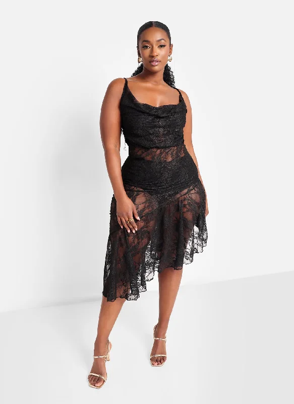Sleeveless midi dresses with lace details for summer weddingsTalia Glitter Lace Ruffle Hem Midi Bodycon Dress Sleeveless midi dresses with lace details for summer weddingsTalia Glitter Lace Ruffle Hem Midi Bodycon Dress