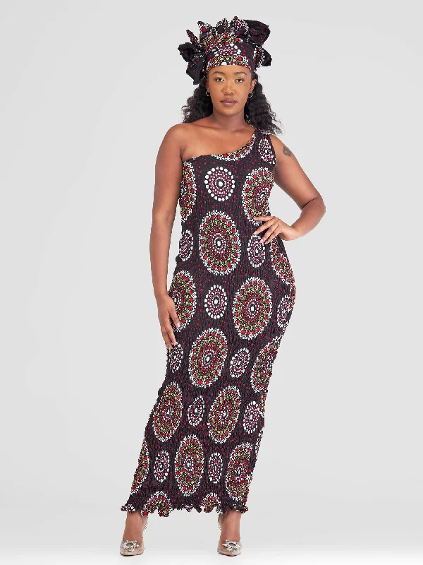 High - low midi dresses with geometric patterns for a modern partyTayari Fashion House Ricca Ankara Stretch Long Dress - Red Print High - low midi dresses with geometric patterns for a modern partyTayari Fashion House Ricca Ankara Stretch Long Dress - Red Print