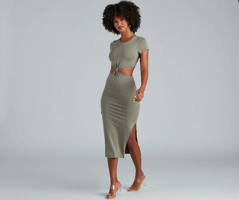 Midi dresses with lace - up fronts for a unique and adjustable styleThinking About Knit Cutout Midi Dress Midi dresses with lace - up fronts for a unique and adjustable styleThinking About Knit Cutout Midi Dress