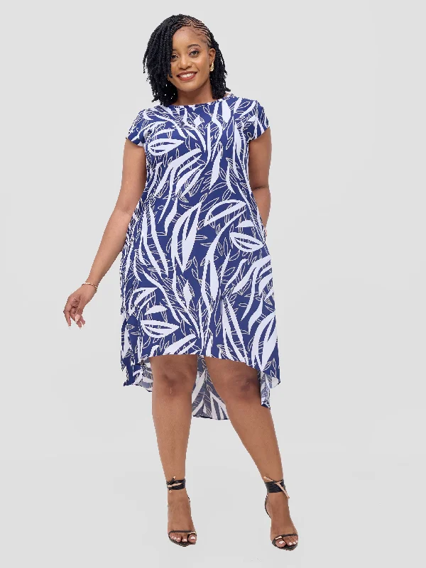 Midi dresses with off - the - shoulder necklines for a flirty lookVivo Jema High Low Tent Dress - Navy / White Print Midi dresses with off - the - shoulder necklines for a flirty lookVivo Jema High Low Tent Dress - Navy / White Print
