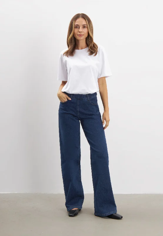 High - waisted women jeans for a flattering silhouetteDonna Loose - Long Length - Dark Blue Denim High - waisted women jeans for a flattering silhouetteDonna Loose - Long Length - Dark Blue Denim
