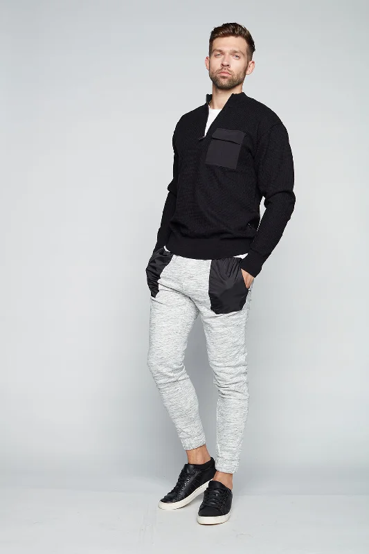 High - waisted women jeans for a flattering silhouetteAXEL - Pull-On French Terry Jogger - Grey Space Dye High - waisted women jeans for a flattering silhouetteAXEL - Pull-On French Terry Jogger - Grey Space Dye