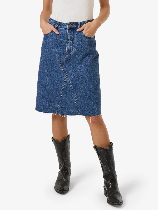 Embroidered women jeans with intricate patternsCooper Skirt - Double Rinsed Blues