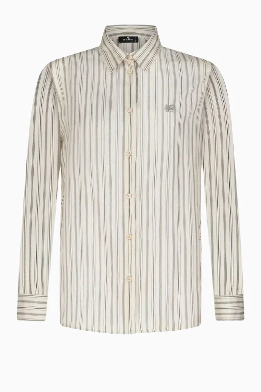 Dark - wash women jeans for a sophisticated and slimming effectEtro Silk Stripe Shirt - White Grey Dark - wash women jeans for a sophisticated and slimming effectEtro Silk Stripe Shirt - White Grey