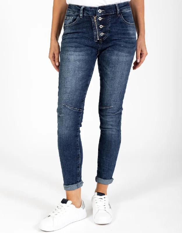 Dark - wash women jeans for a sophisticated and slimming effectItalian Star Jeans - Blue Denim Dark - wash women jeans for a sophisticated and slimming effectItalian Star Jeans - Blue Denim