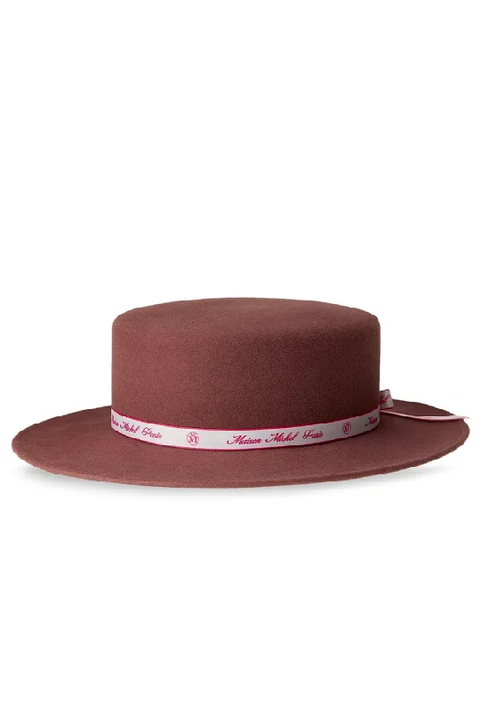 Distressed women jeans for a trendy and edgy lookMaison Michel Kiki Neon Pink Logo Felt Hat - Canyon Rose Distressed women jeans for a trendy and edgy lookMaison Michel Kiki Neon Pink Logo Felt Hat - Canyon Rose