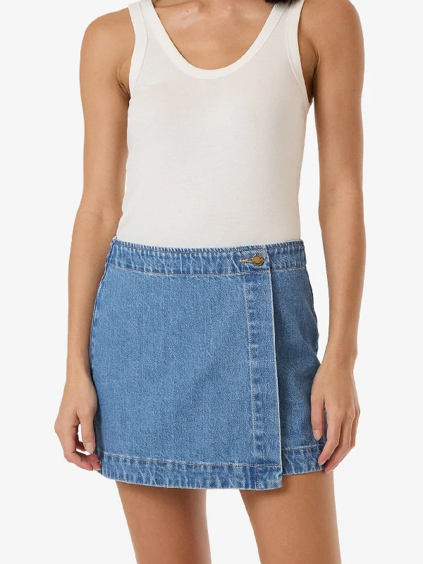 Distressed women jeans for a trendy and edgy lookMarley Wrap Skirt - Long Ago Blue