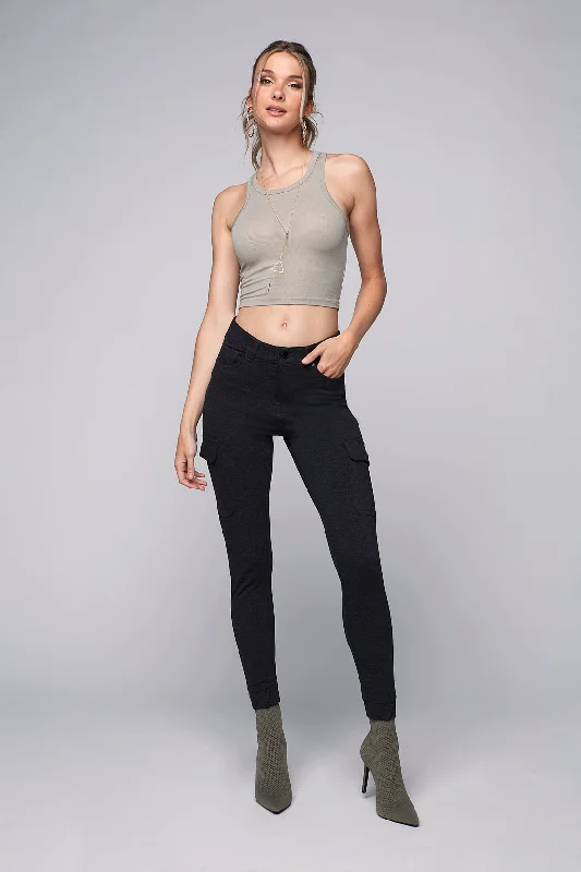 Distressed women jeans for a trendy and edgy lookTARA - Ladies Knit Cargo Ponte Knit Jogger - Charcoal Distressed women jeans for a trendy and edgy lookTARA - Ladies Knit Cargo Ponte Knit Jogger - Charcoal