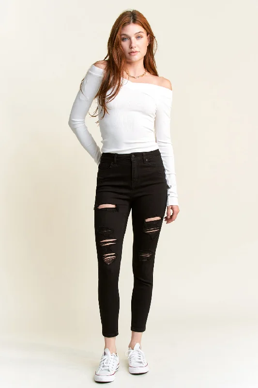 Light - wash women jeans for a fresh and summery appearanceHigh Rise Destructed Skinny Jeans Light - wash women jeans for a fresh and summery appearanceHigh Rise Destructed Skinny Jeans