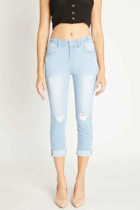 Embroidered women jeans with intricate patternsHigh Rise Cropped Skinny Jeans
