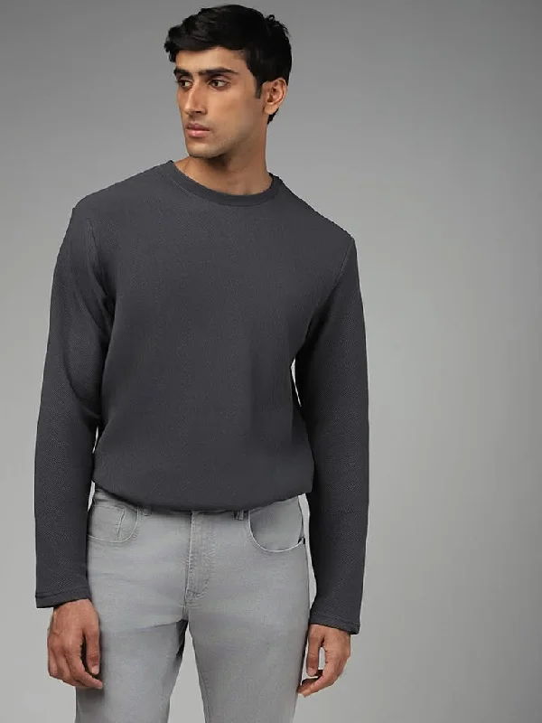 Women's tall - length straight pants Skinny women jeans with a form - fitting design Ascot Dark Grey Self Striped Cotton Blend Relaxed-Fit Sweatshirt Women's tall - length straight pants Skinny women jeans with a form - fitting design Ascot Dark Grey Self Striped Cotton Blend Relaxed-Fit Sweatshirt